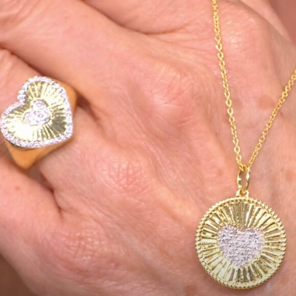 Rarities Carol Brodie Gold Plated 1/4ctw Diamond Heart RING 8 nwt - Picture 3 of 11